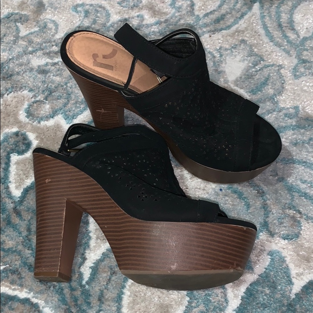 Black Buckle Wedges